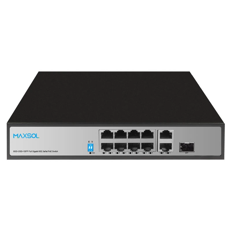 Conmutador Gigabit PoE+ PS1802FG de 8 puertos con enlaces RJ45 y SFP