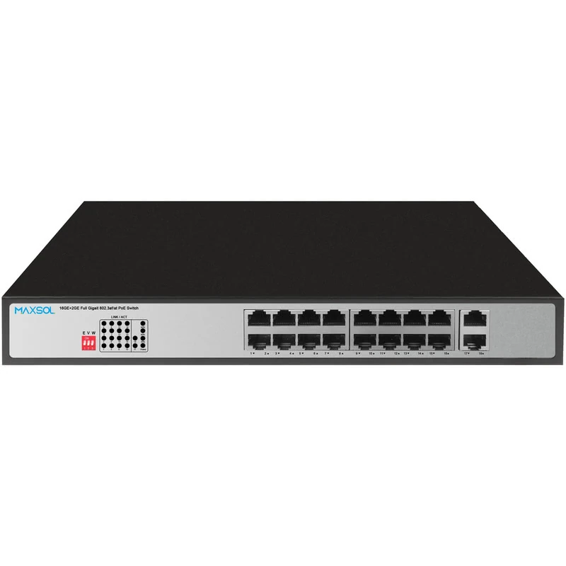 Conmutador Gigabit PoE+ de 16 puertos, 300 W y 2 enlaces ascendentes