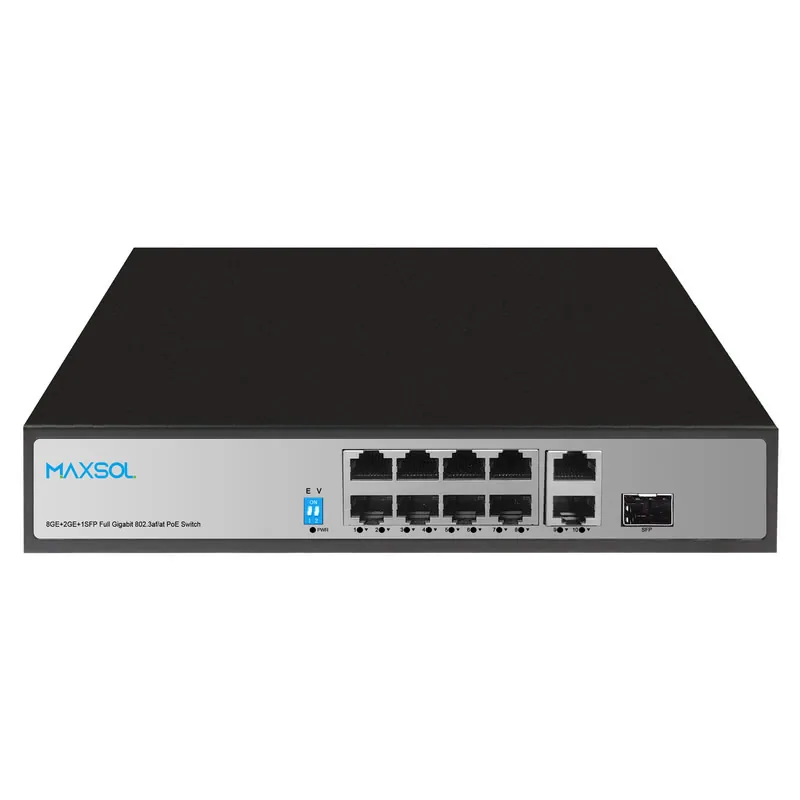 Conmutador Gigabit PoE+ PS1802FG de 8 puertos con enlaces RJ45 y SFP