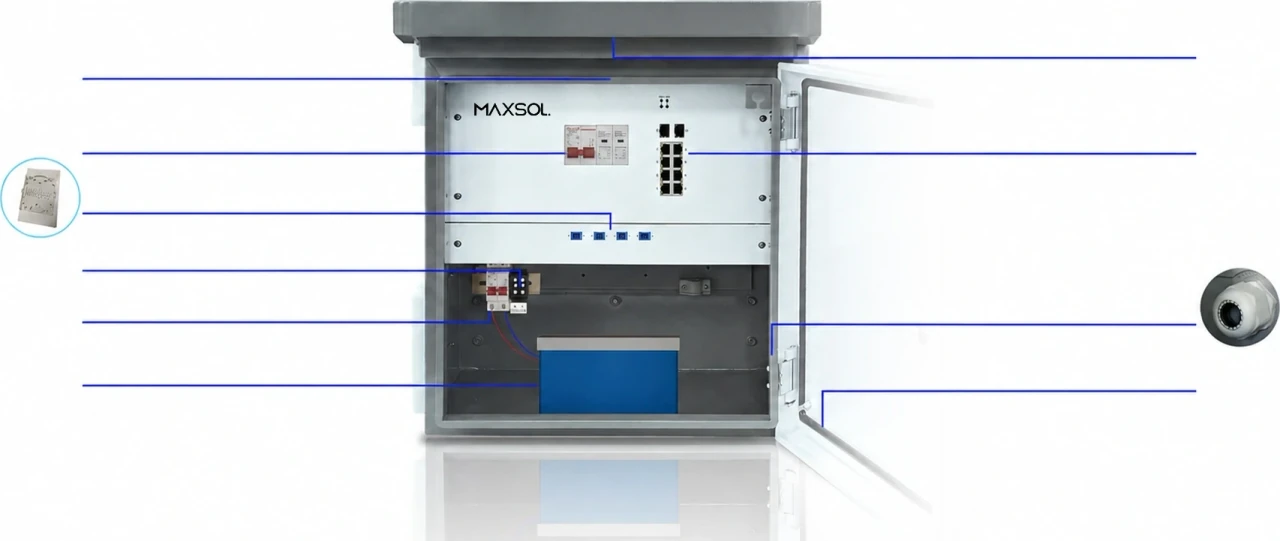 Caja inteligente MAXSOL con componentes numerados