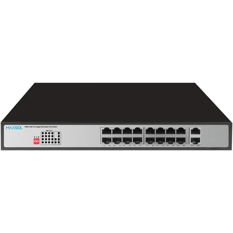 Conmutador Gigabit PoE+ de 16 puertos, 300 W y 2 enlaces ascendentes
