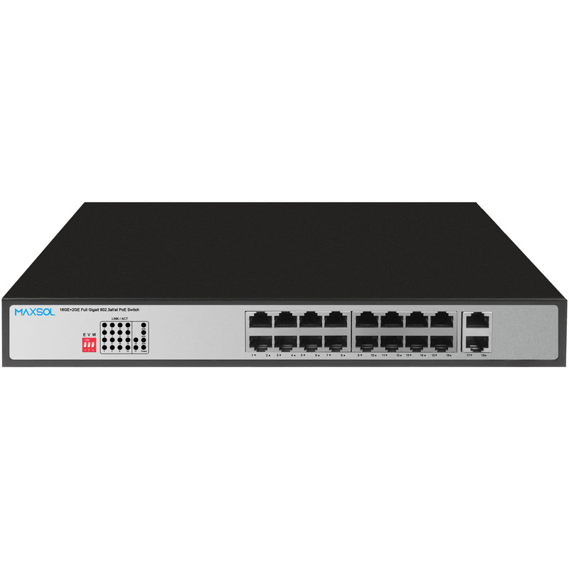 Conmutador Gigabit PoE+ de 16 puertos, 300 W y 2 enlaces ascendentes