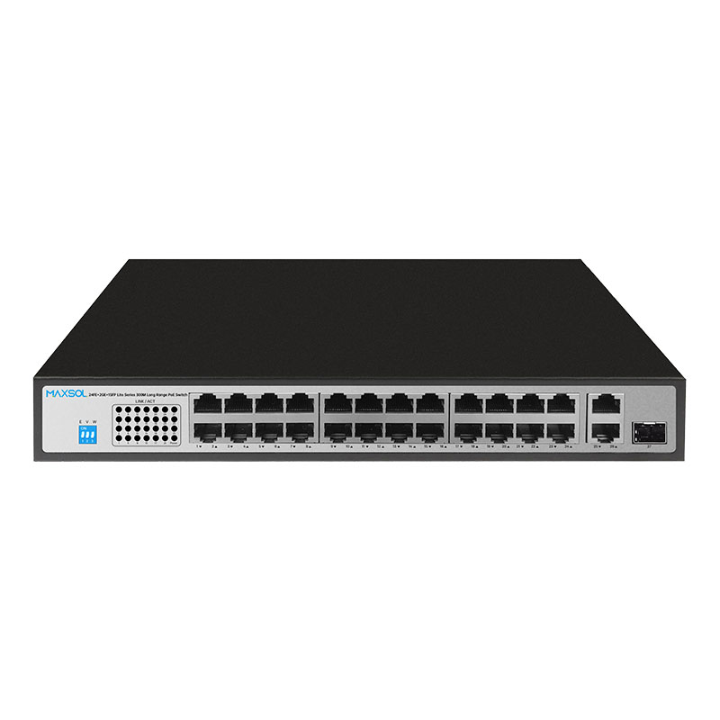 Conmutador PoE+ Fast Ethernet de 24 puertos con enlaces ascendentes Gigabit