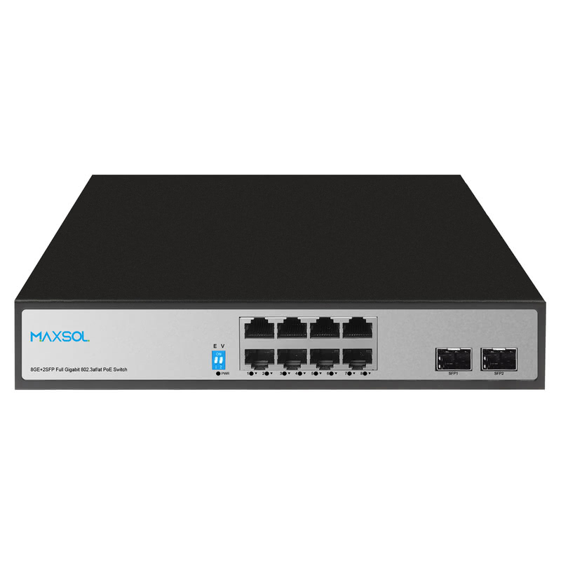 Conmutador Gigabit PoE+ de 8 puertos con 2 enlaces ascendentes SFP